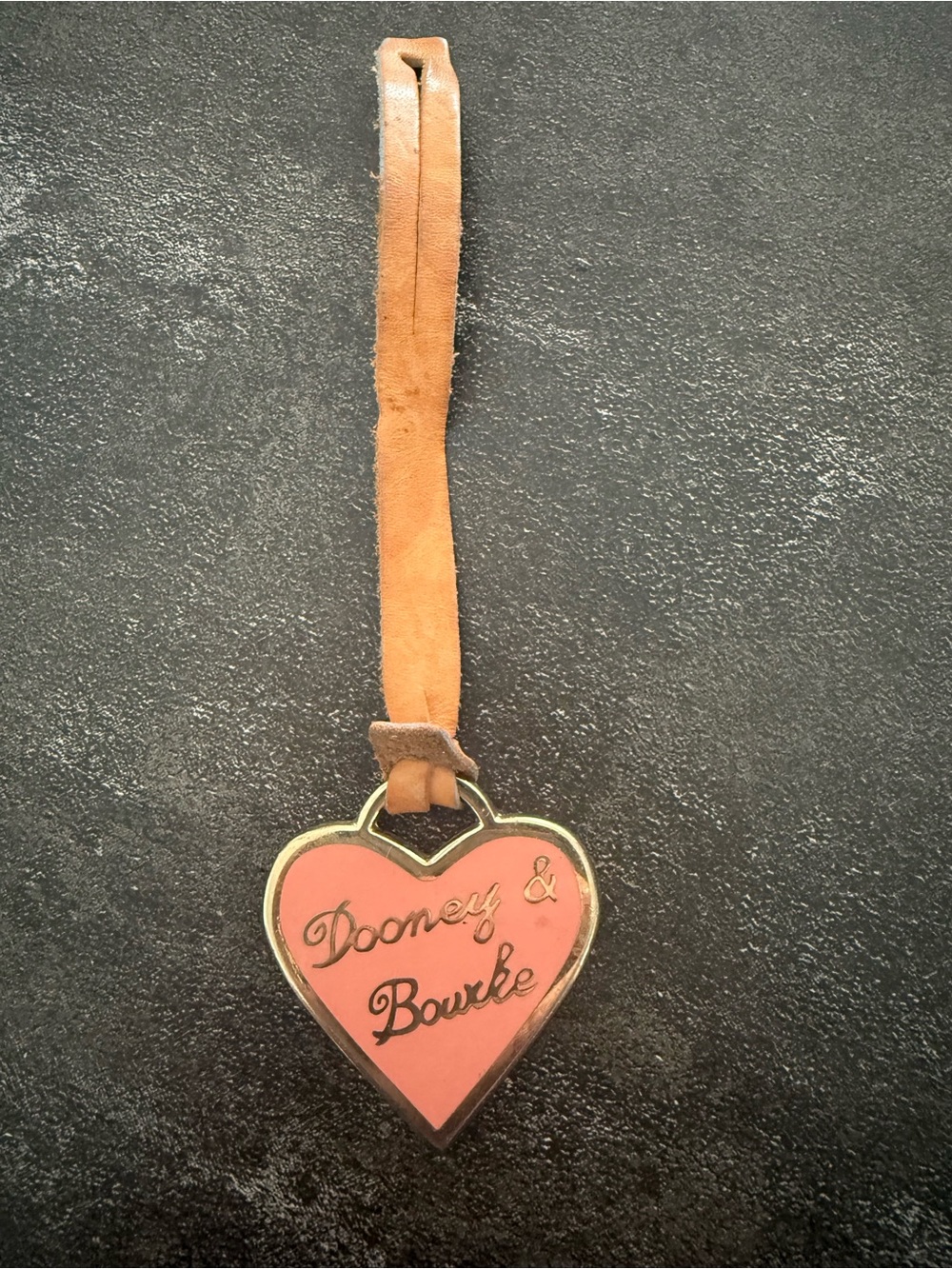 Dooney & Bourke vintage Coral Pink Heart Leather Bag Accent with Gold Trim